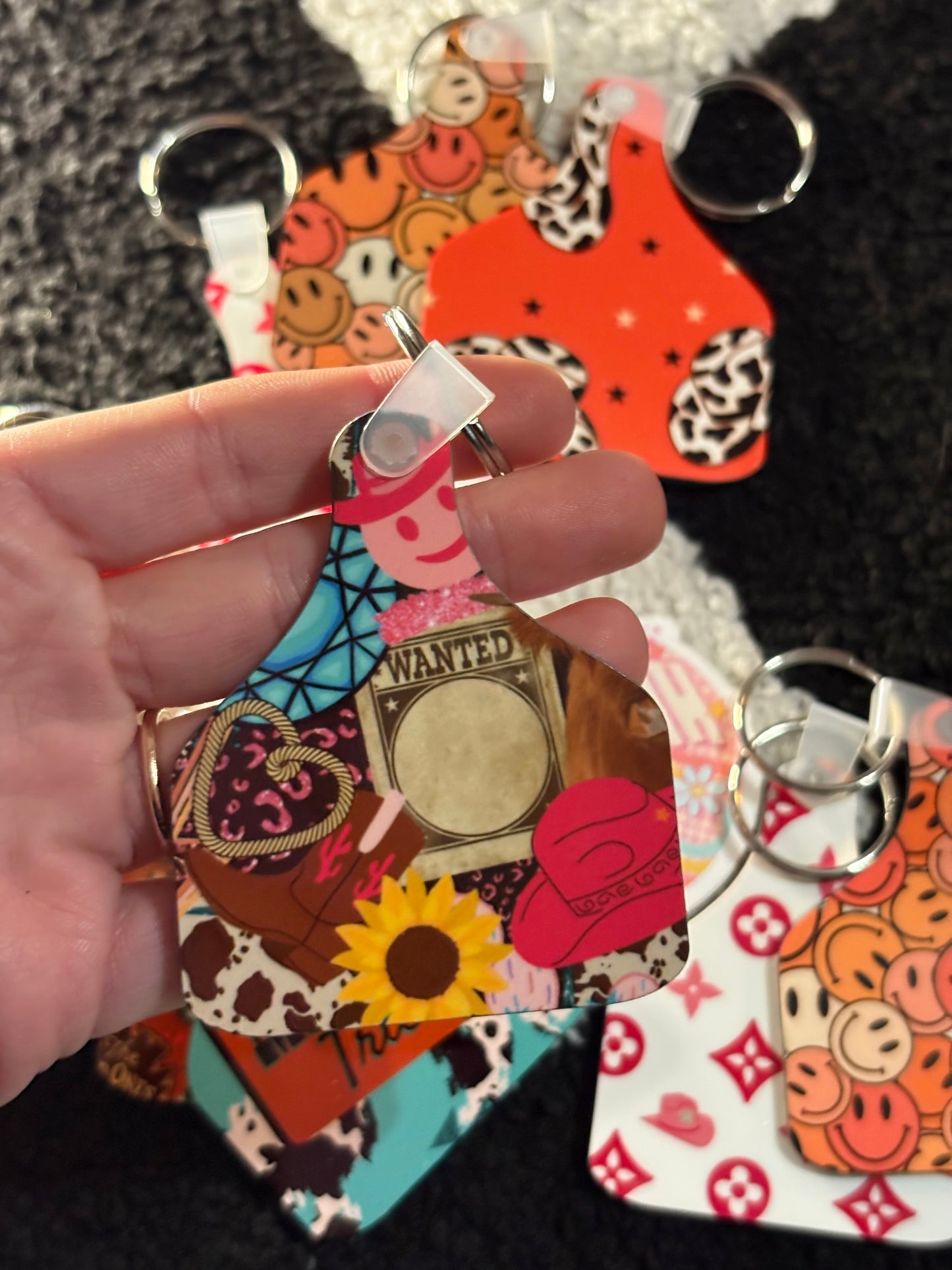 RTS - Cow Tag Keychain