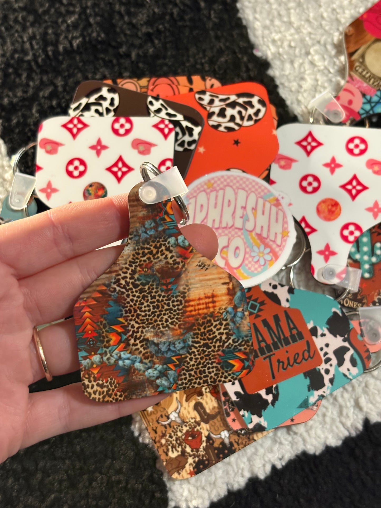 RTS - Cow Tag Keychain