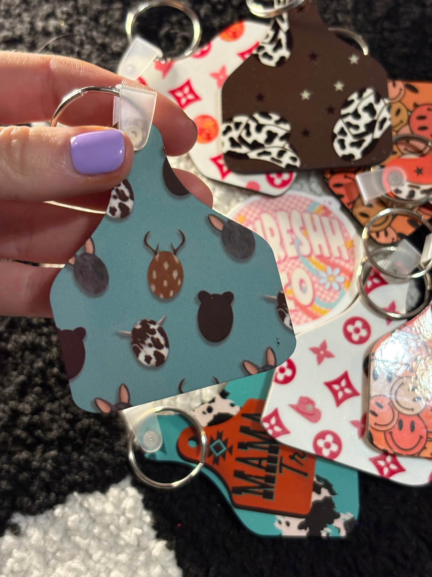 RTS - Cow Tag Keychain