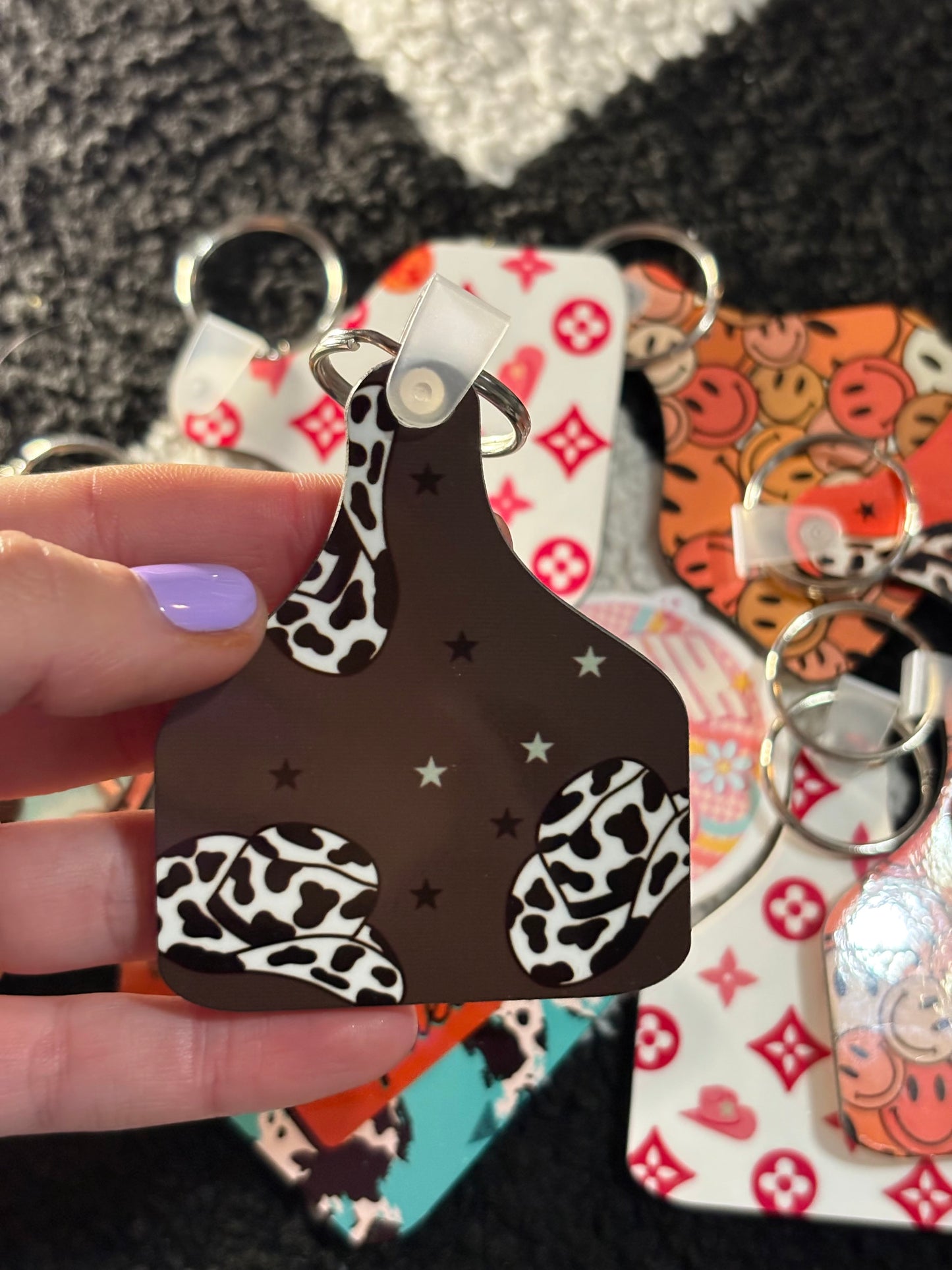 RTS - Cow Tag Keychain