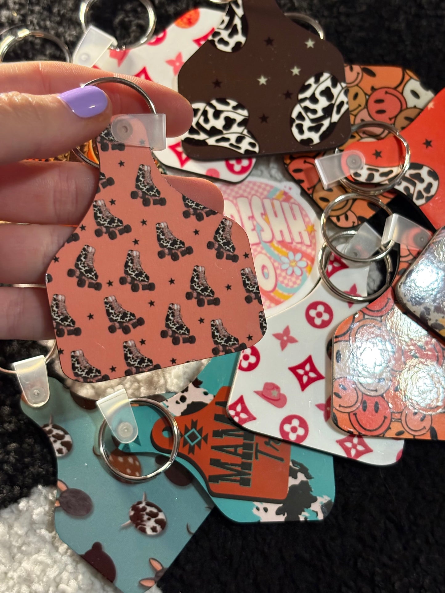 RTS - Cow Tag Keychain