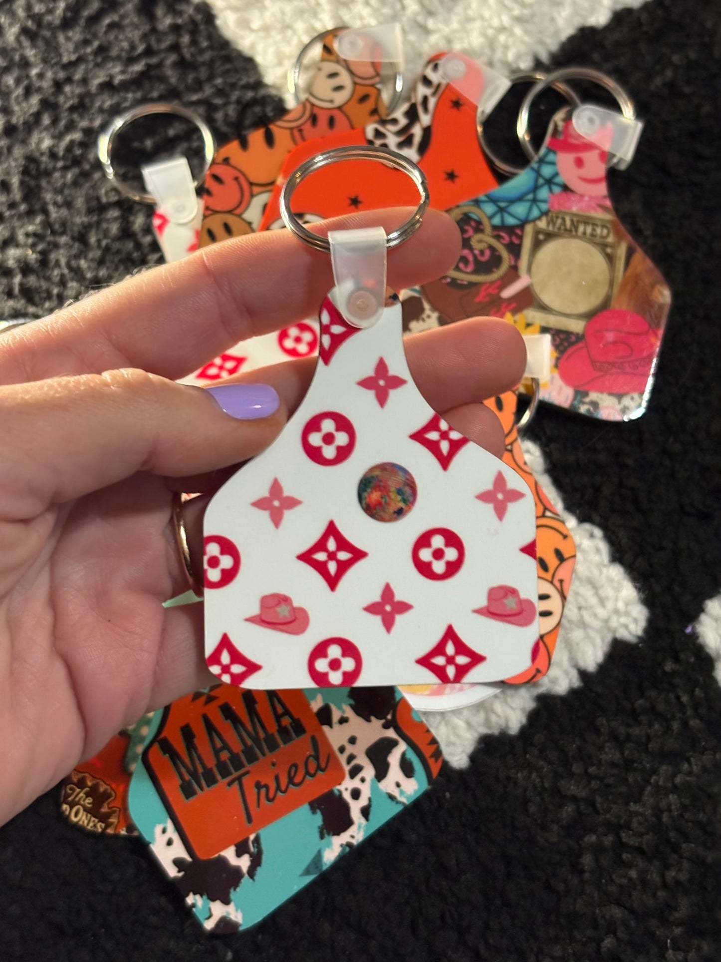 RTS - Cow Tag Keychain