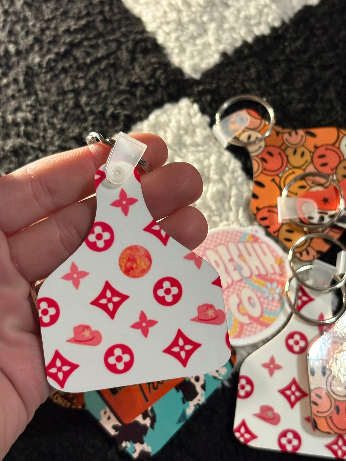 RTS - Cow Tag Keychain