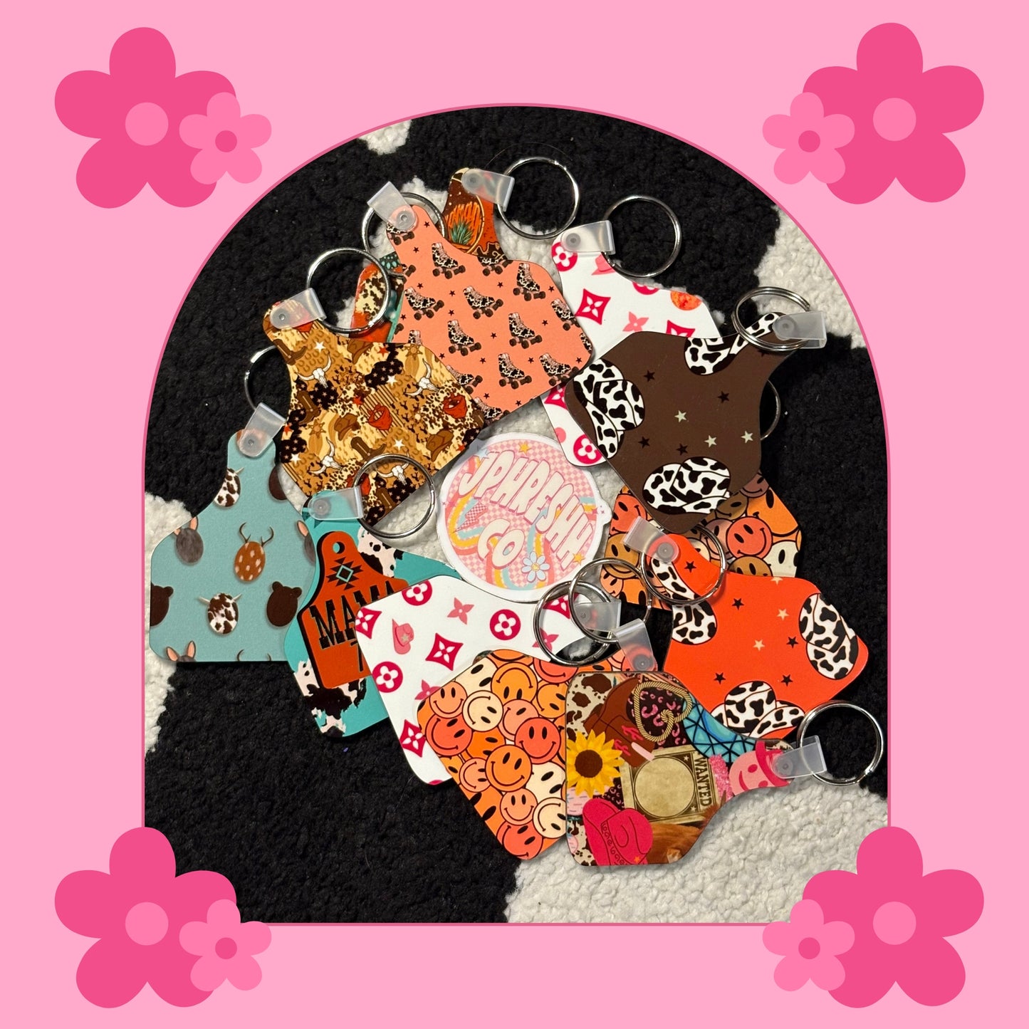 RTS - Cow Tag Keychain
